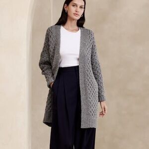 Banana Republic Bariloche Honeycomb Cardigan Heathered Grey XS *As-Is*